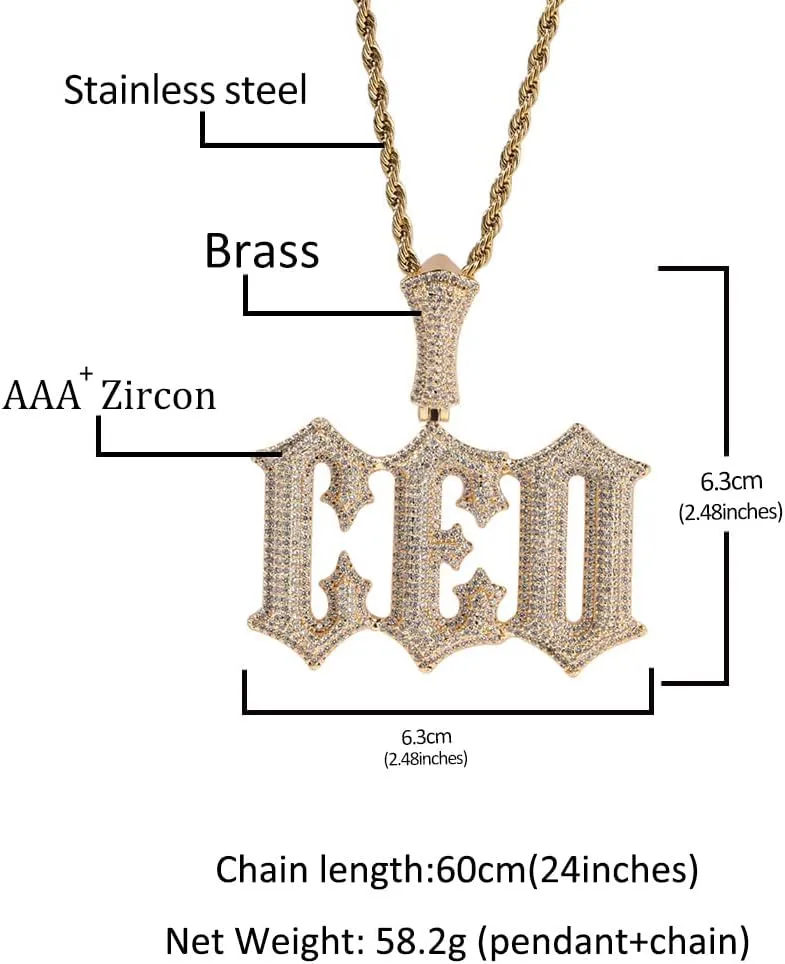 Hip Hop Custom Thorn Initial Letters Name Necklace Personalized Iced Out Name Pendants Charms Fashion Nameplate Customized Silver/Gold/Rose Gold Plated Chain Necklace