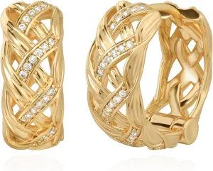 Hoop Earrings for Women Trendy 14K Gold Plated Cubic Zirconia Paved Dainty Earrings Hypoallergenic Gold Jewelry Gifts