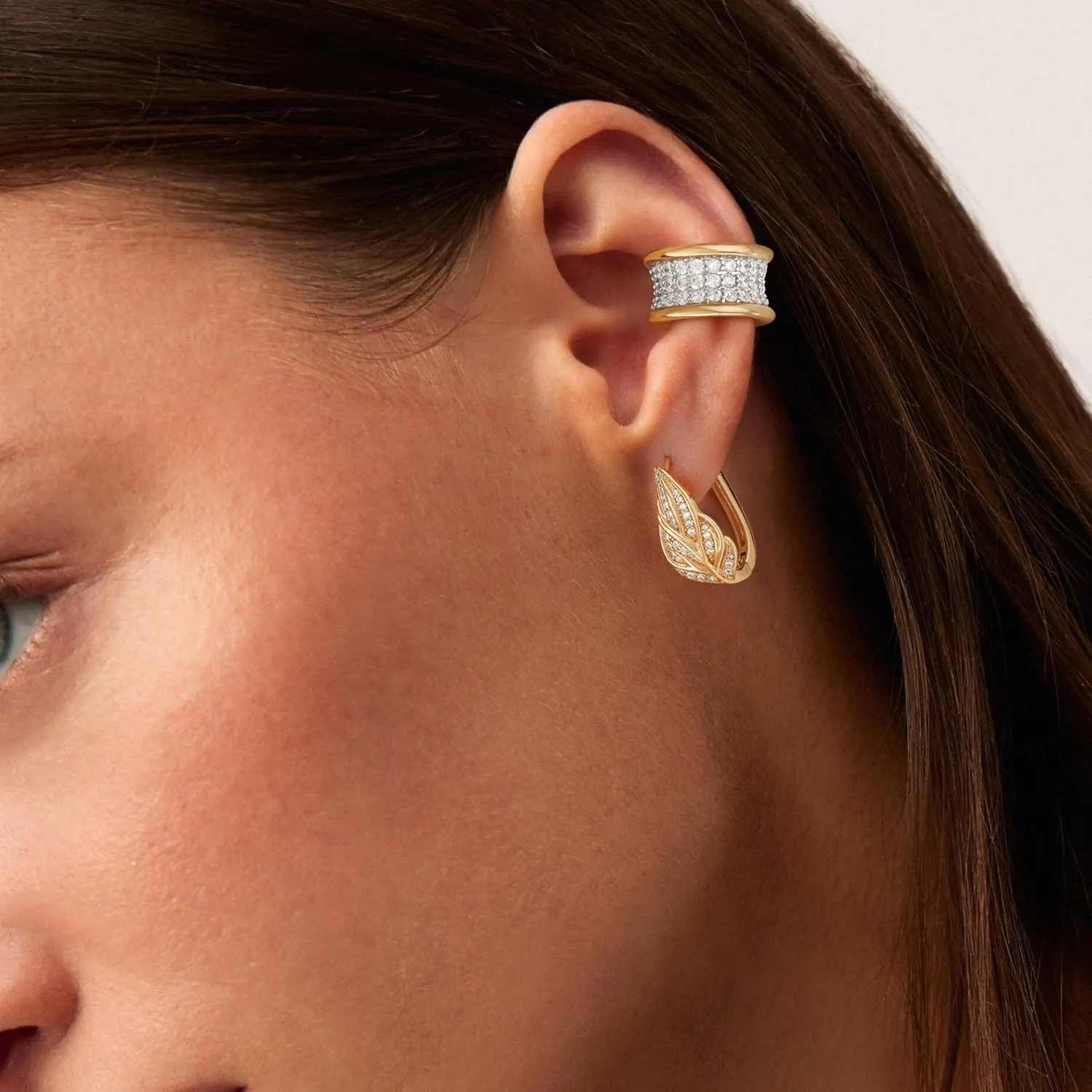 Hoop Earrings for Women Trendy 14K Gold Plated Cubic Zirconia Paved Dainty Earrings Hypoallergenic Gold Jewelry Gifts