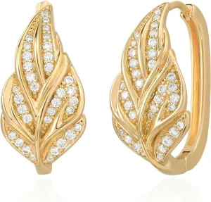 Hoop Earrings for Women Trendy 14K Gold Plated Cubic Zirconia Paved Dainty Earrings Hypoallergenic Gold Jewelry Gifts