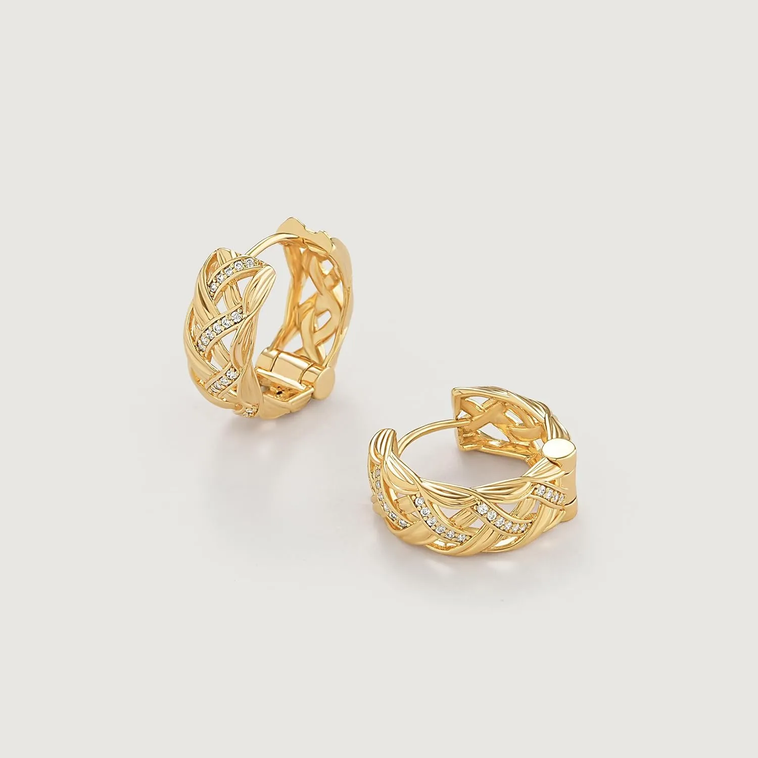 Hoop Earrings for Women Trendy 14K Gold Plated Cubic Zirconia Paved Dainty Earrings Hypoallergenic Gold Jewelry Gifts