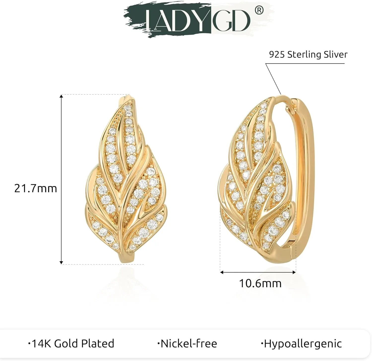 Hoop Earrings for Women Trendy 14K Gold Plated Cubic Zirconia Paved Dainty Earrings Hypoallergenic Gold Jewelry Gifts
