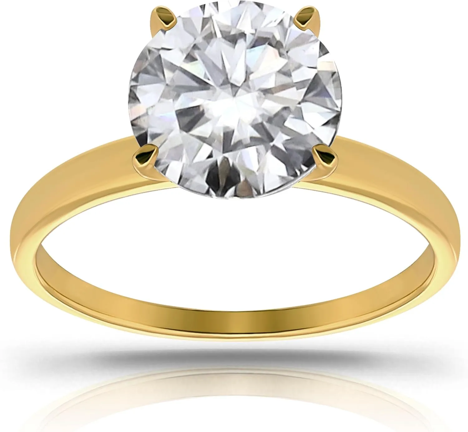 Hoops & Loops 925 Sterling Silver 1.0-3.0 Carats Round Brilliant Cut Cubic Zirconia Solitaire Engagement Bridal Wedding Statement Band Ring for Women, Silver & Yellow Gold Flashed Sterling Silver