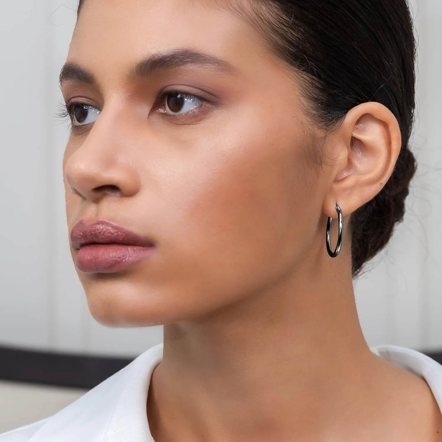 Hoops & Loops 925 Sterling Silver 2mm Hoop Earrings for Women & Men, 14K Gold Plated, Rose Gold, Black Hypoallergenic Lightweight High Polished Click-Top Hoops 15mm-60mm