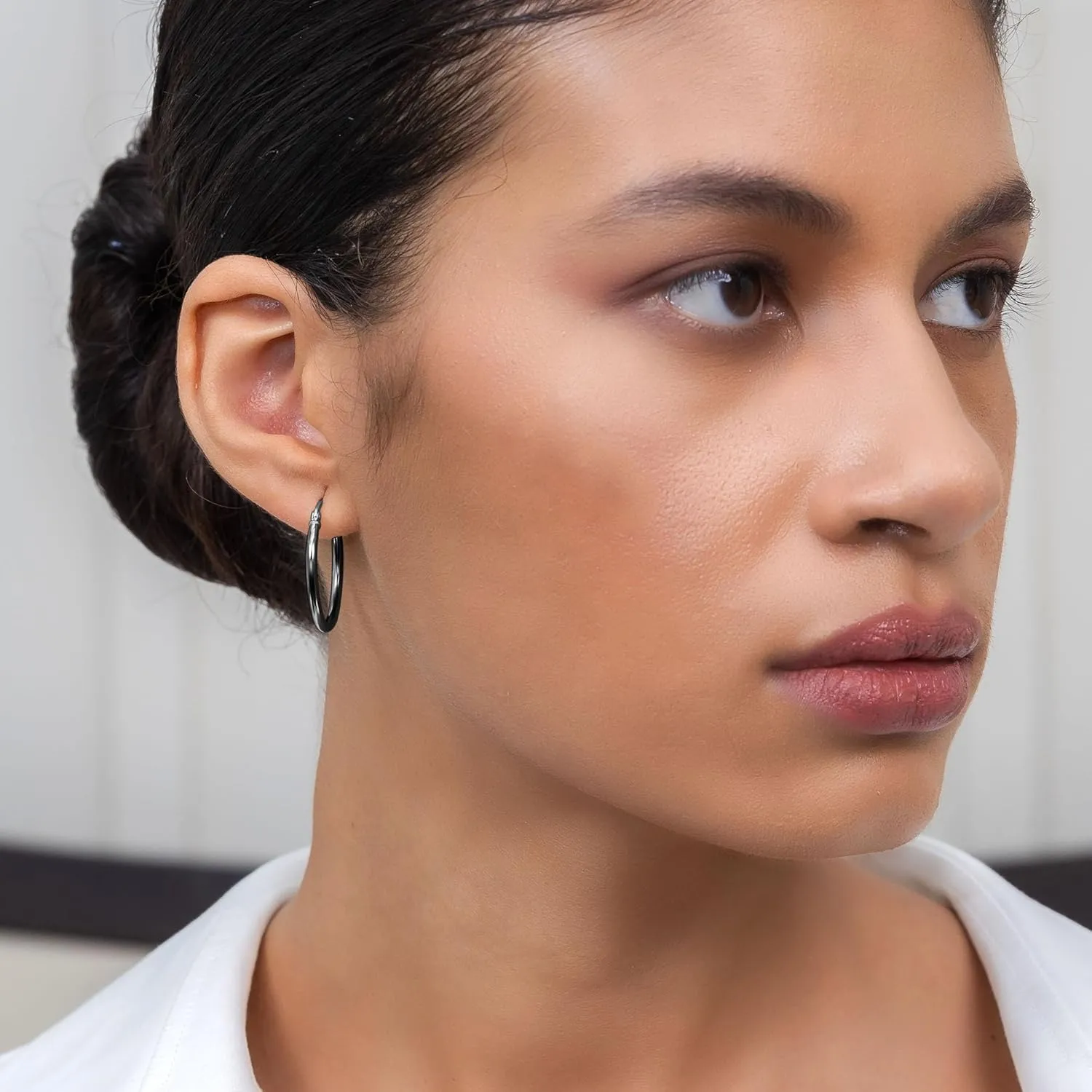 Hoops & Loops 925 Sterling Silver 2mm Hoop Earrings for Women & Men, 14K Gold Plated, Rose Gold, Black Hypoallergenic Lightweight High Polished Click-Top Hoops 15mm-60mm