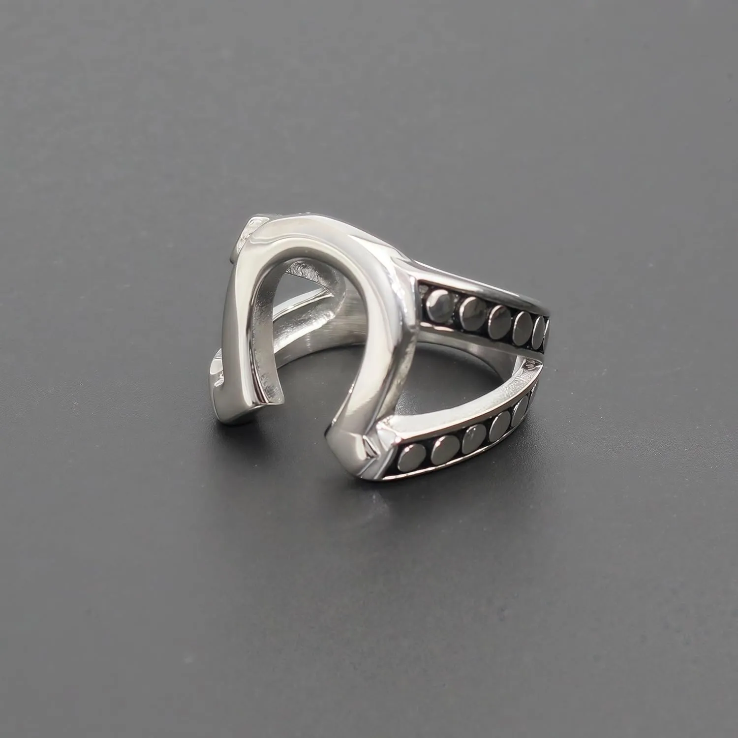 Horseshoe Ring Stainless Steel Mens Jewelry Ring Tv Props Replica US Size 7 8 9 10 11 12#