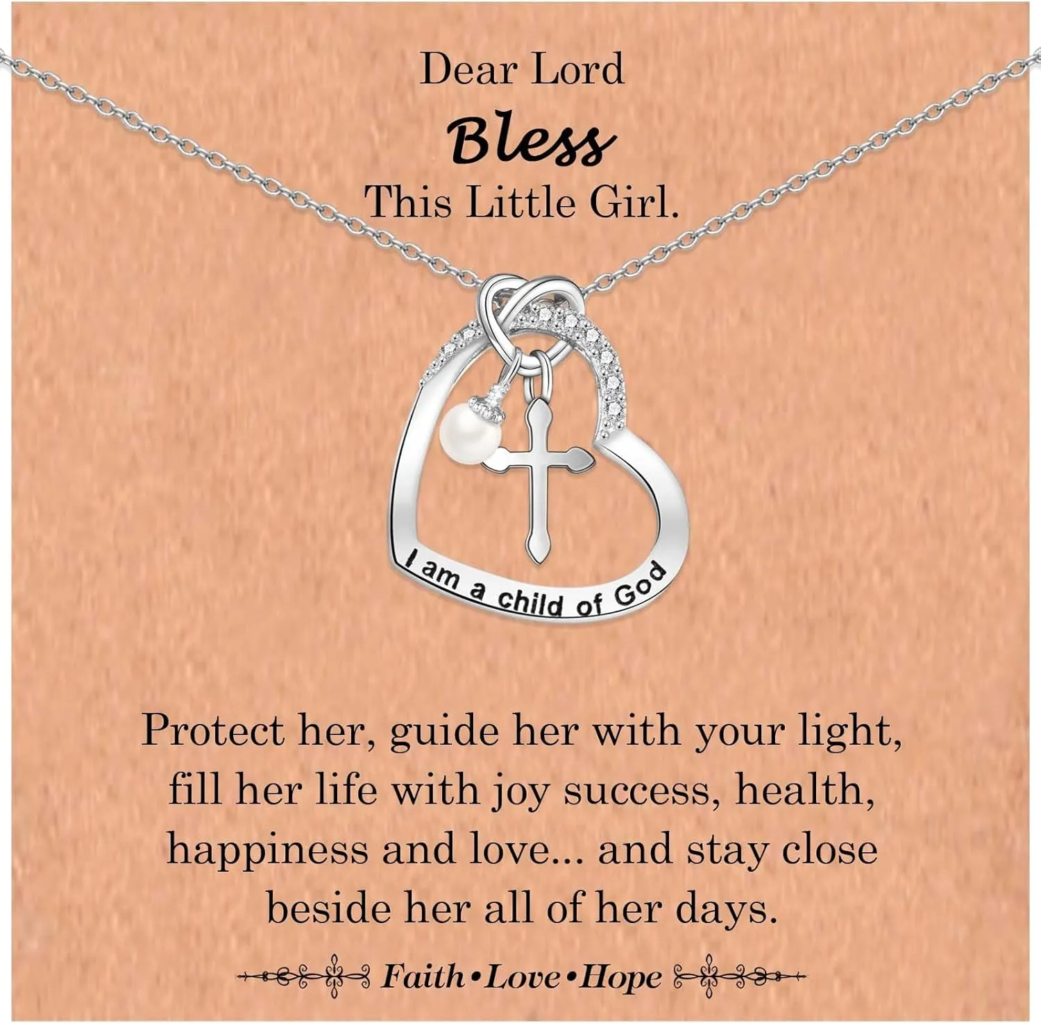 I Am a Child of God Cross Necklace Gifts for Girls Baptism First Communion Confirmation Easter Basket Stuffers Trendy Stuff Birthday Christmas Valentines Jewelry Gifts for Little Girls Teens