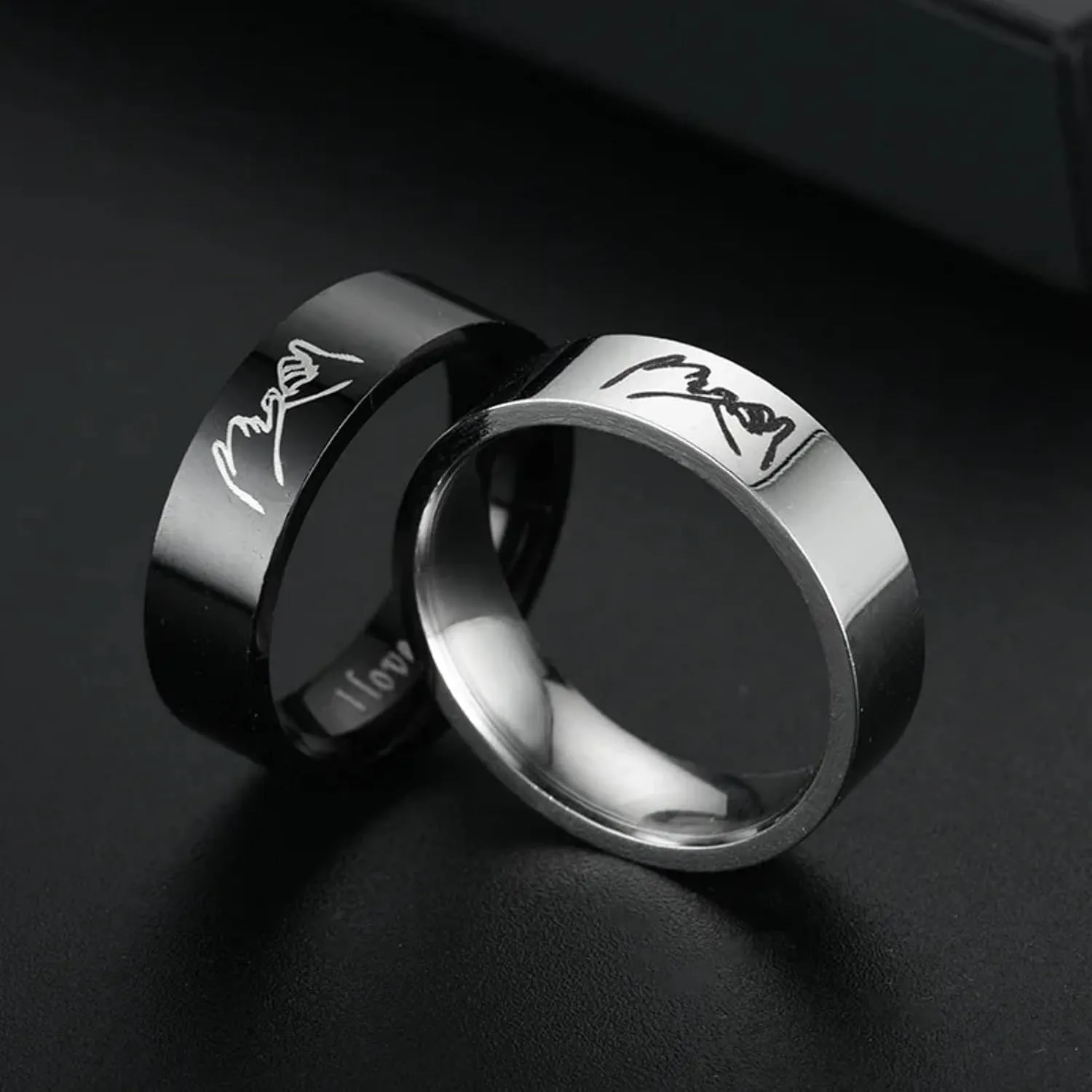 I Love You Stainless Steel Ring Silver Color Romantic Design Heart Wedding Couple Valentine Day Anniversary