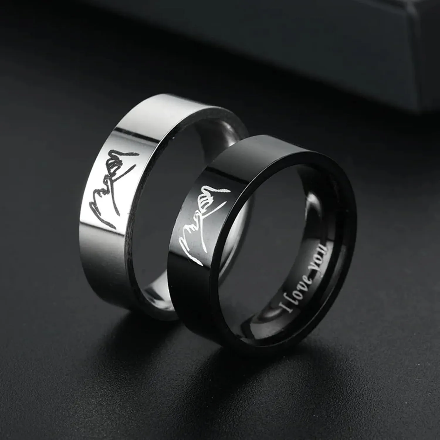 I Love You Stainless Steel Ring Silver Color Romantic Design Heart Wedding Couple Valentine Day Anniversary