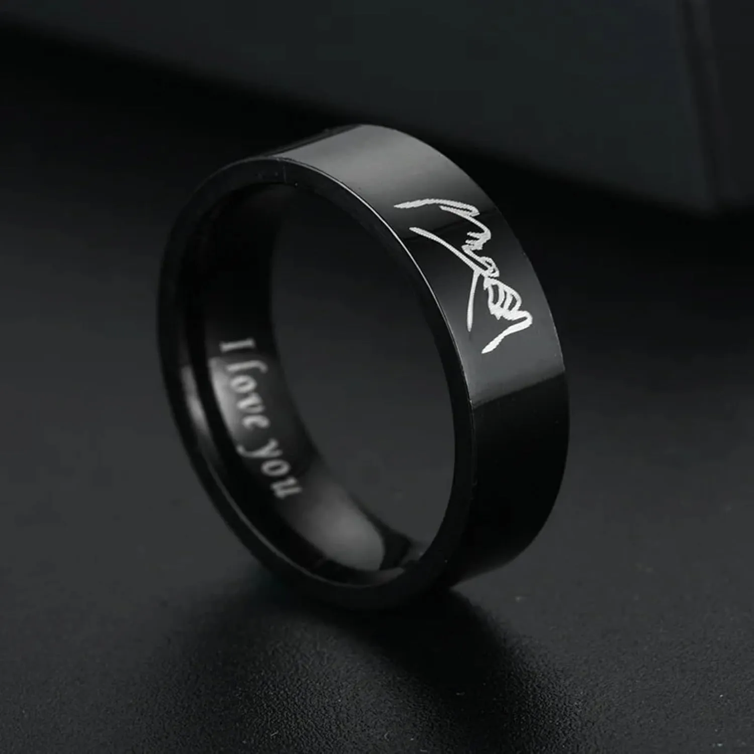 I Love You Stainless Steel Ring Silver Color Romantic Design Heart Wedding Couple Valentine Day Anniversary