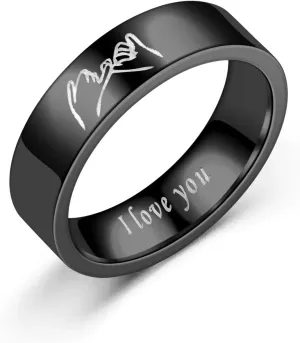 I Love You Stainless Steel Ring Silver Color Romantic Design Heart Wedding Couple Valentine Day Anniversary