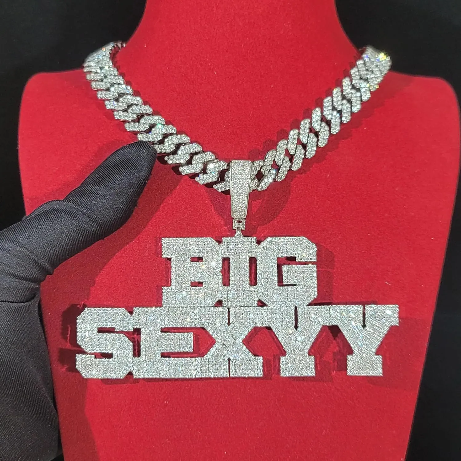 Iced Out Baguettes Custom Diamonds Name Necklace Chain for Women Men Personalized Letters Pendants with Cuban Link Chain Hip Hop Jewelry Cubic Zirconia Customised Nameplate Choker Gifts for Christmas Holiday