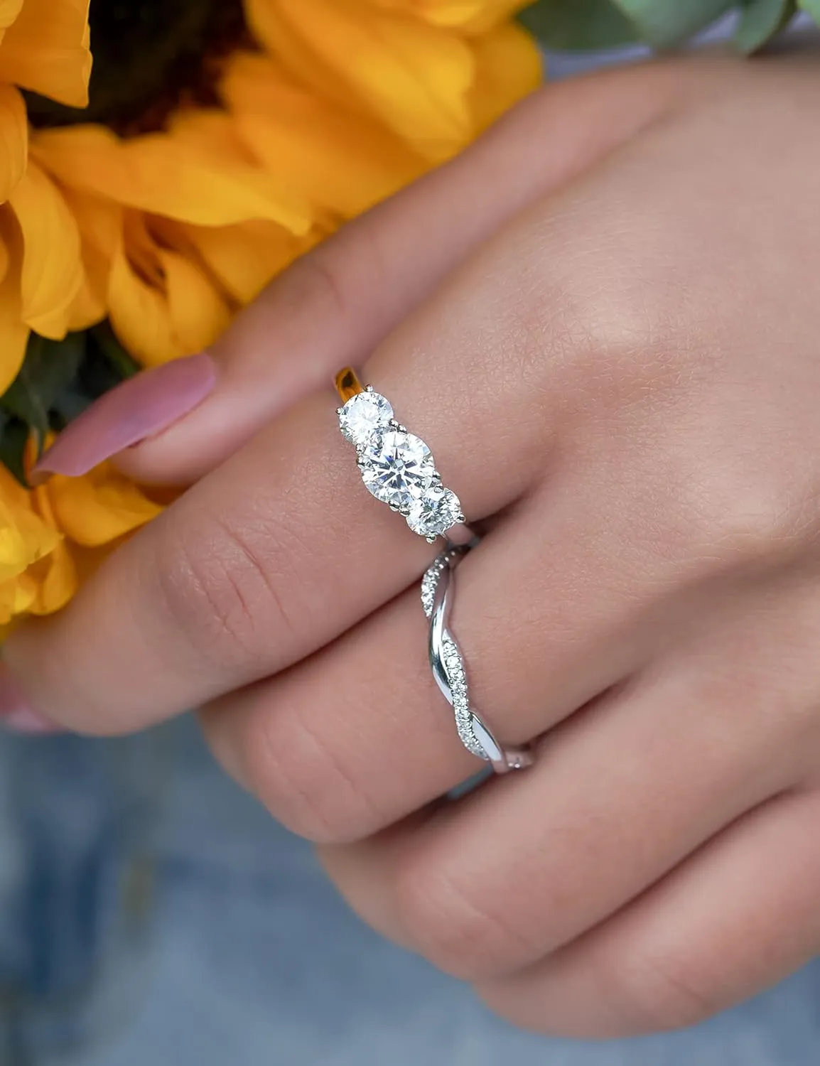 IMOLOVE Moissanite Wedding Band for Women Eternity Bands Moissanite Wedding Rings for Women Sterling Silver Ring Anniversary Band White Gold Plated Size 4-11