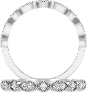 Inspereza 1/10 Carat 10kt Gold Round Diamond Petite Milgrain Wedding Anniversary Stackable Band. (H-I Color, I2-I3 Clarity)