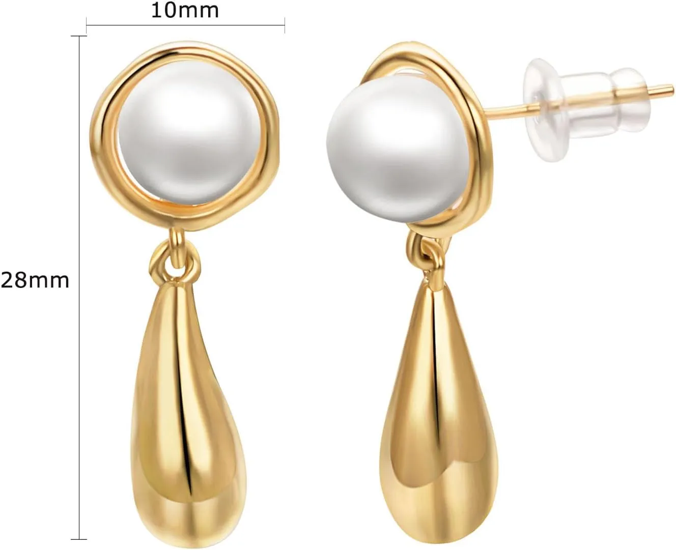 irokiy Pearl Drop Earrings for Women 18K Gold Plated Lightweight Hollow Dangle Earrings Hypoallergenic Jewelry