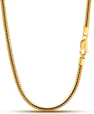 Italy 925 Sterling Silver Snake Chain Necklace Men & Women 3MM-4MM Rolo Link Round Chain Chokers 18 "20" 22 "24" 26 "28" 30" Unisex Fine Jewelry Gift
