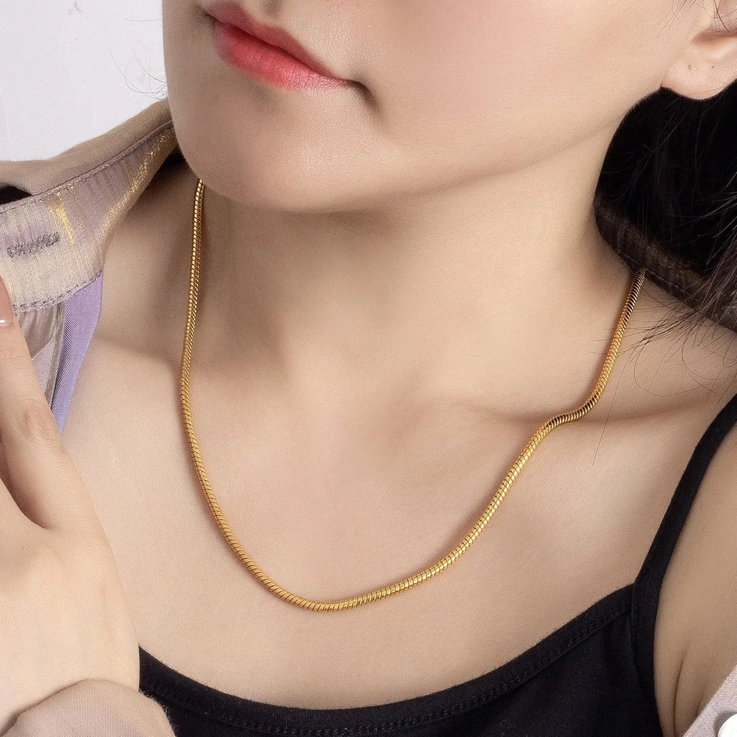 Italy 925 Sterling Silver Snake Chain Necklace Men & Women 3MM-4MM Rolo Link Round Chain Chokers 18 "20" 22 "24" 26 "28" 30" Unisex Fine Jewelry Gift