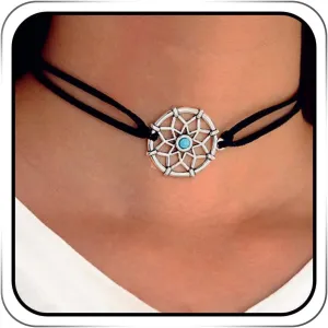 JEAIRTS Dream Catcher Choker Necklace Layered Black Velvet Chokers Minimalist Black Necklaces Chain Jewelry Gifts for Women