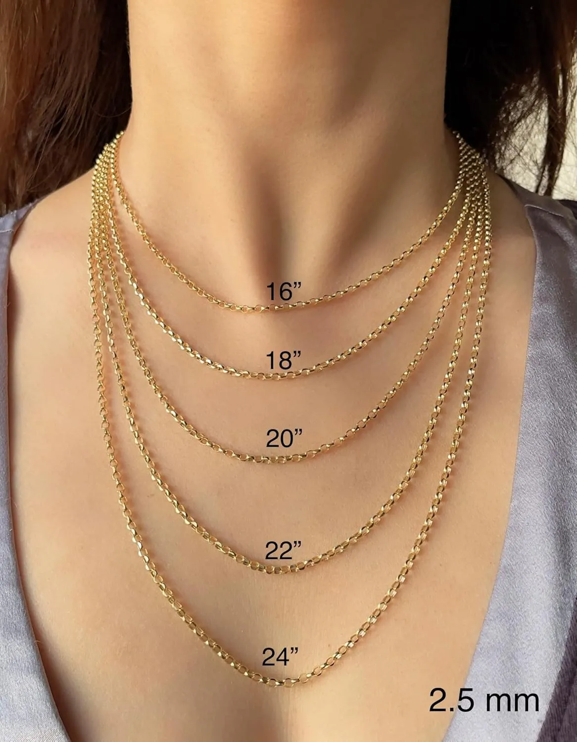 JEWELHEART 14K Yellow Real Gold Rolo Chain 1.9mm 2.5mm 2.8mm 3.75mm 4.2mm 5.2mm Diamond Cut Trendy Round Link Chain Pendant Necklace For Women with Lobster Clasp 16" 18" 20" 22" 24"