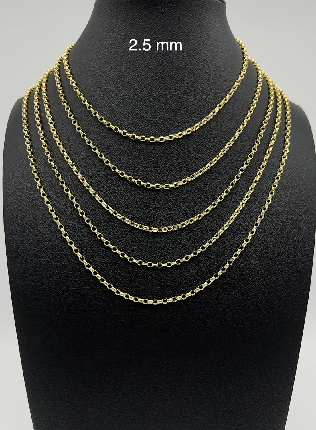 JEWELHEART 14K Yellow Real Gold Rolo Chain 1.9mm 2.5mm 2.8mm 3.75mm 4.2mm 5.2mm Diamond Cut Trendy Round Link Chain Pendant Necklace For Women with Lobster Clasp 16" 18" 20" 22" 24"