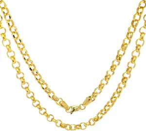 JEWELHEART 14K Yellow Real Gold Rolo Chain 1.9mm 2.5mm 2.8mm 3.75mm 4.2mm 5.2mm Diamond Cut Trendy Round Link Chain Pendant Necklace For Women with Lobster Clasp 16" 18" 20" 22" 24"
