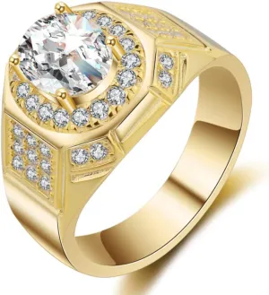 Jewelry 18k Gold Rings for Men AAA Cubic Zirconia Engagement Wedding Mens Ring