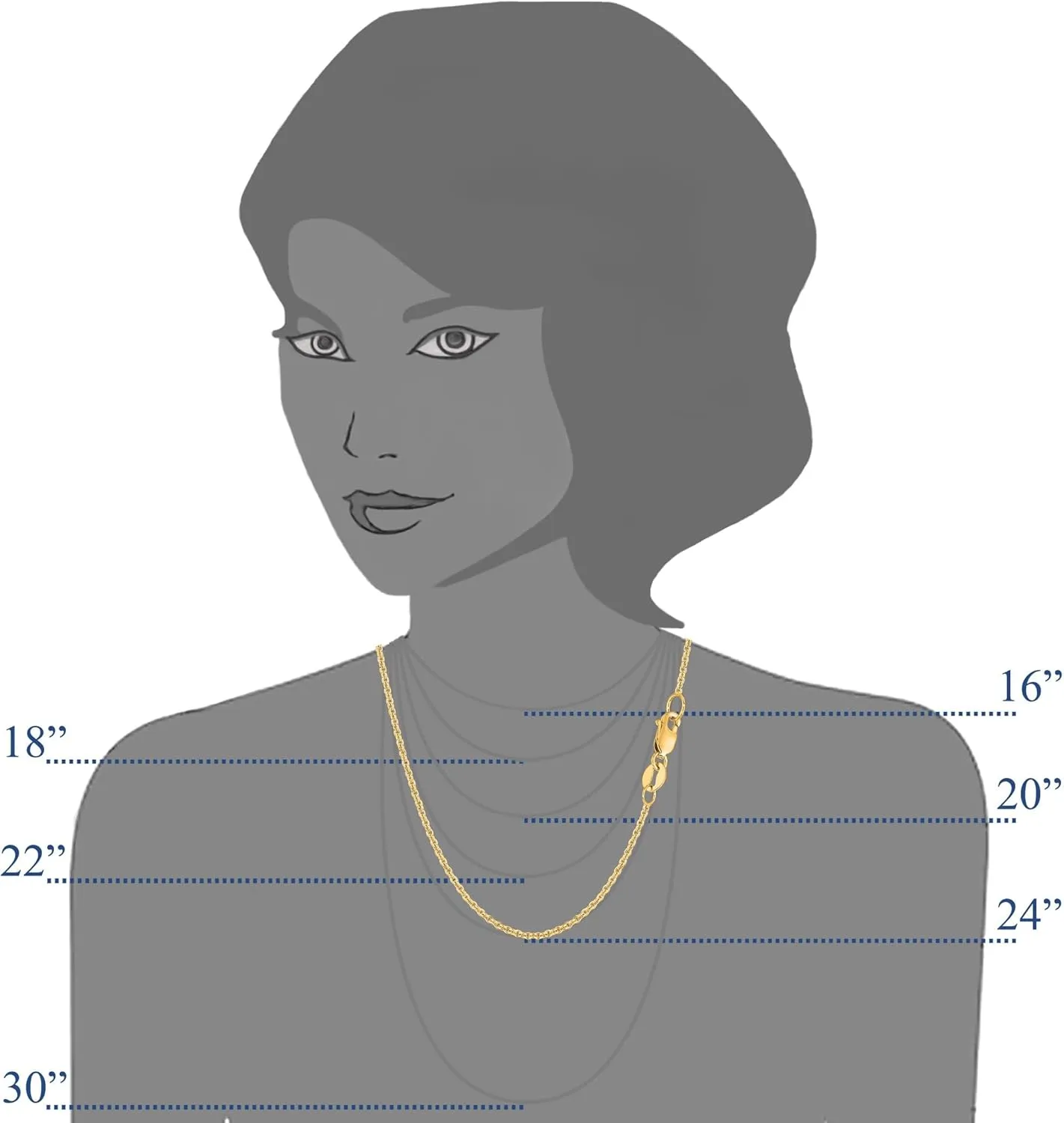 Jewelry Affairs 14k Yellow Gold Forsantina Chain Necklace, 1.5mm