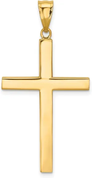 Jewelry Affairs 14K Yellow Gold Square Latin Cross Pendant, 40x20mm