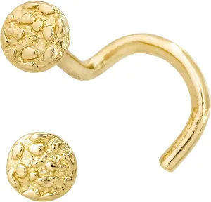 Jewelry Avalanche Solid 14K Yellow Gold Nugget Round Nose Stud, Round Shape Nose Ring 20G L-Bend, Ball-end, Nose Screw Stud, Unisex Nose Ring
