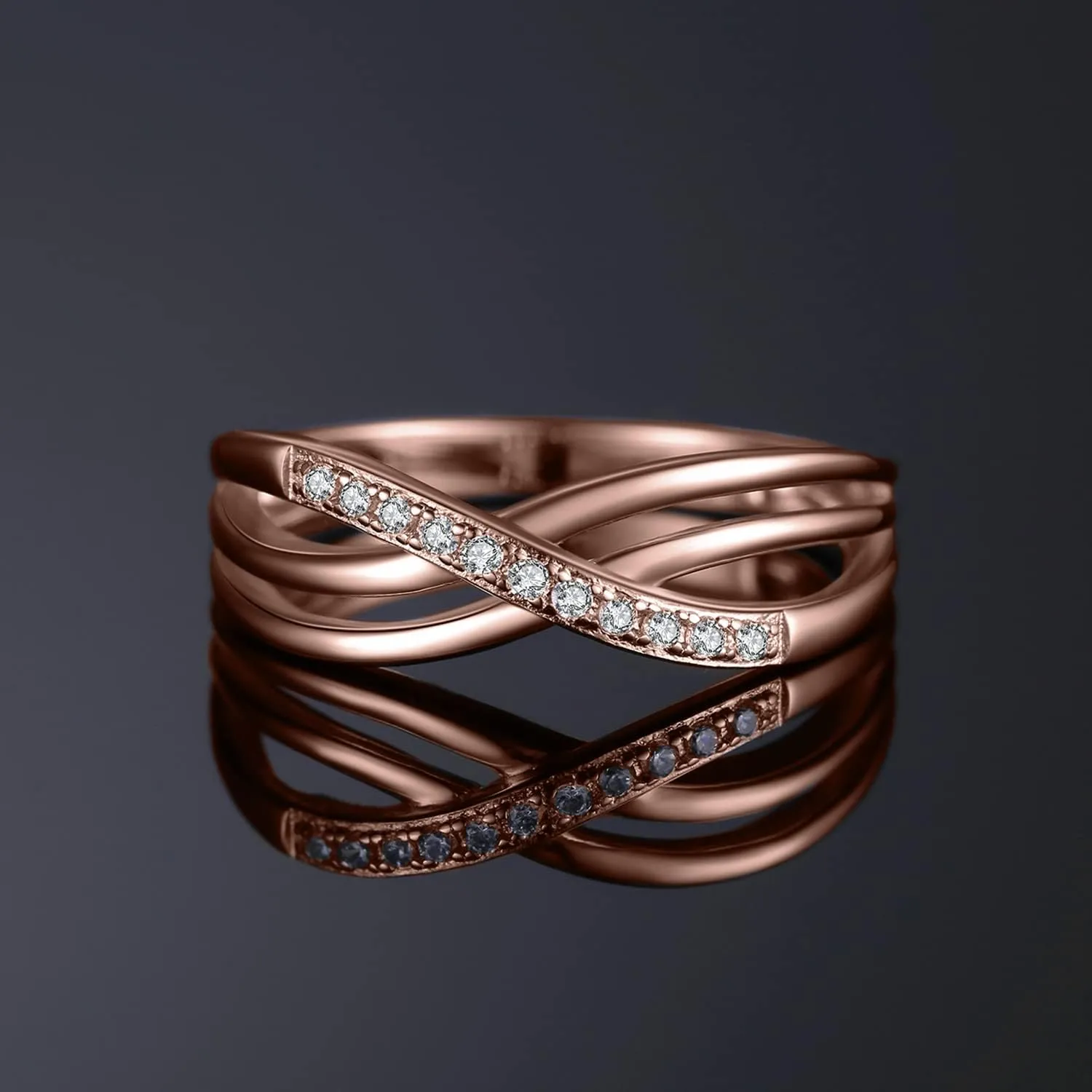 JewelryPalace Infinity Knot Cubic Zirconia Wedding Ring for Women, CZ 925 Sterling Silver 14K White Yellow Rose Gold Plated Promise Ring for Her Eternity Bands Jewelry Set