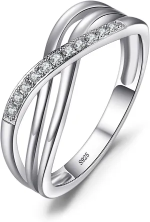 JewelryPalace Infinity Knot Cubic Zirconia Wedding Ring for Women, CZ 925 Sterling Silver 14K White Yellow Rose Gold Plated Promise Ring for Her Eternity Bands Jewelry Set