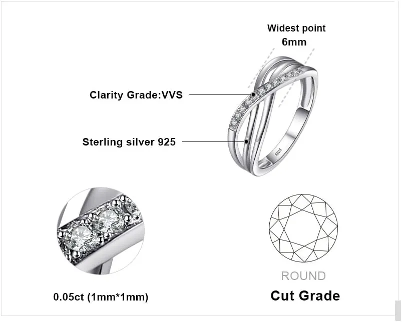 JewelryPalace Infinity Knot Cubic Zirconia Wedding Ring for Women, CZ 925 Sterling Silver 14K White Yellow Rose Gold Plated Promise Ring for Her Eternity Bands Jewelry Set