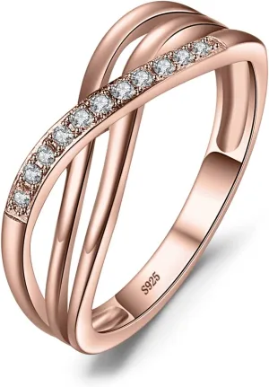 JewelryPalace Infinity Knot Cubic Zirconia Wedding Ring for Women, CZ 925 Sterling Silver 14K White Yellow Rose Gold Plated Promise Ring for Her Eternity Bands Jewelry Set