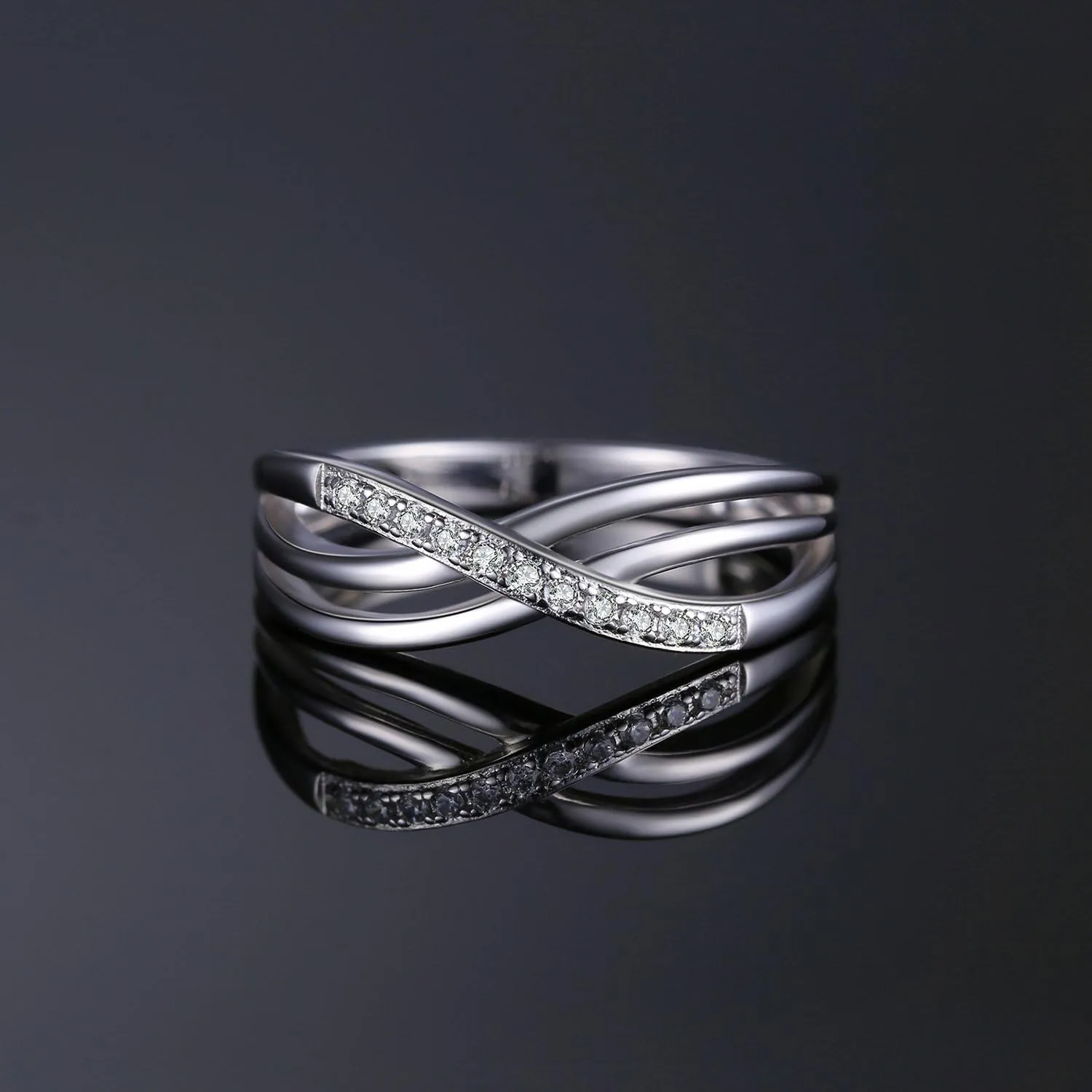 JewelryPalace Infinity Knot Cubic Zirconia Wedding Ring for Women, CZ 925 Sterling Silver 14K White Yellow Rose Gold Plated Promise Ring for Her Eternity Bands Jewelry Set