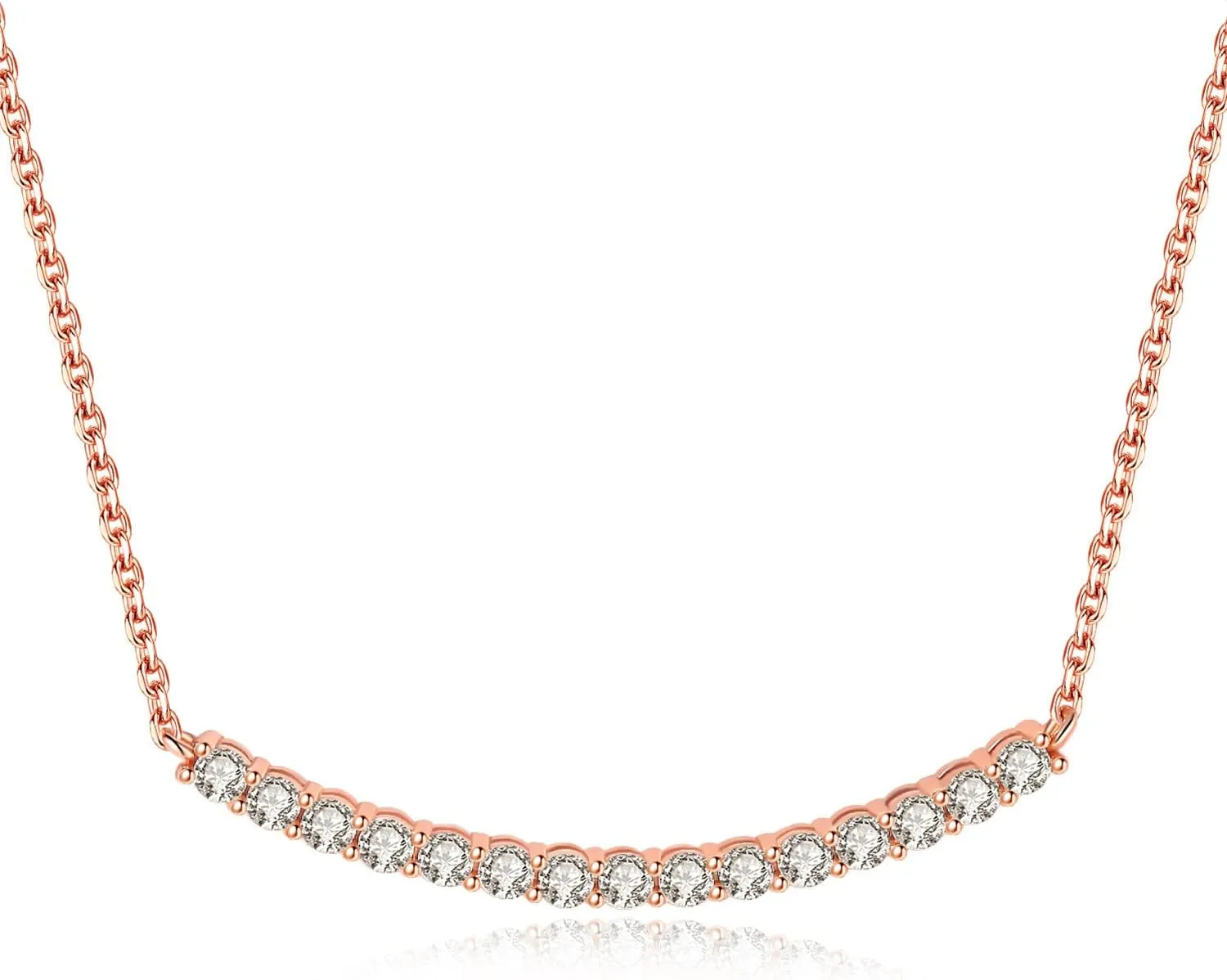 JewelryPalace Round Cut Moissanite Bar Collar Pendant Necklace for Women, 14K White Yellow Rose Gold Plated 925 Sterling Silver Necklaces for Her, Simulated Diamond 18 Inches Chain VVS D-F