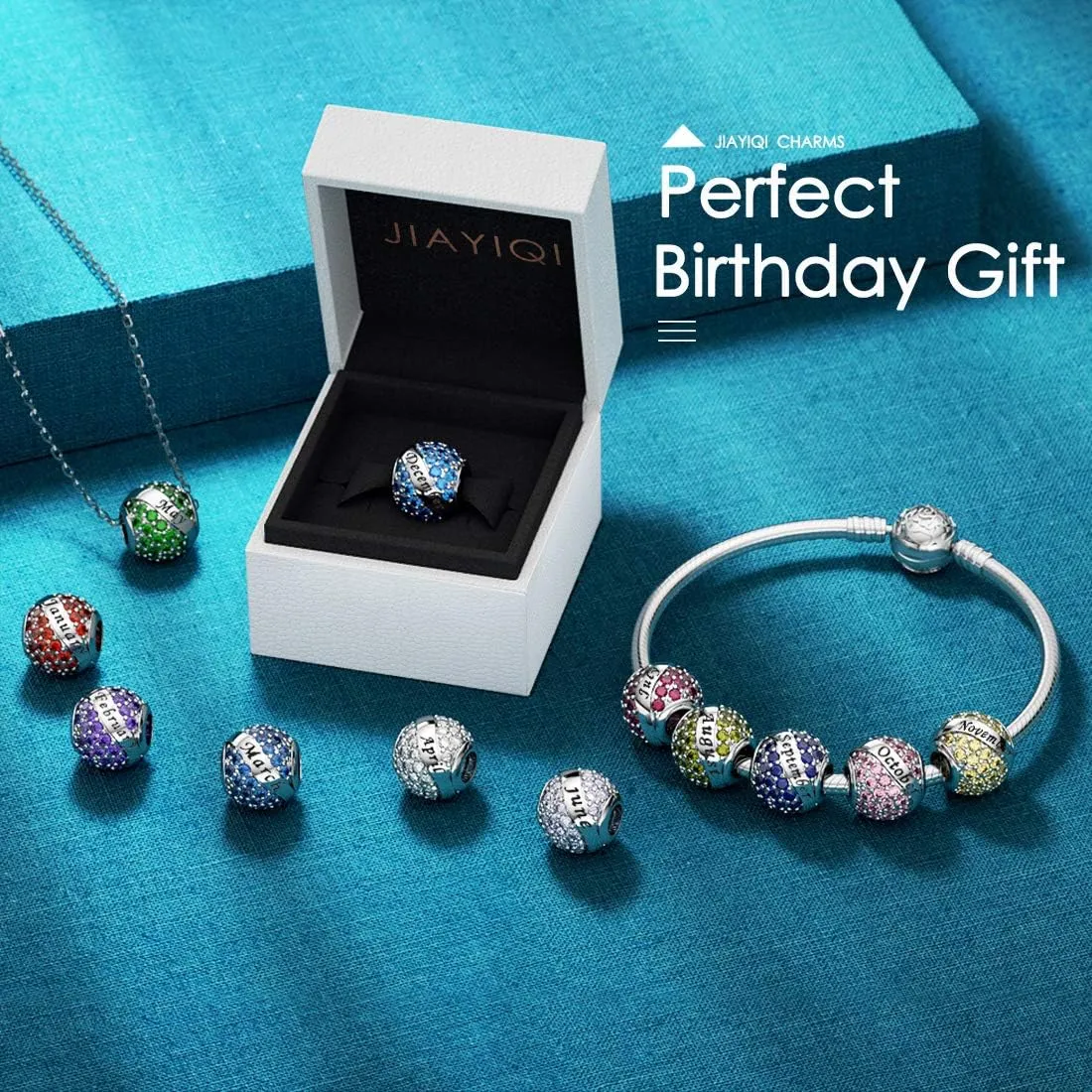 JIAYIQI 16 18 21 30 40 50 60 Birthday Charm Fit Charm Bracelets Necklace, 925 Sterling Silver Pendants Beads with 18K Gold Heart Shaped Pendant for Women