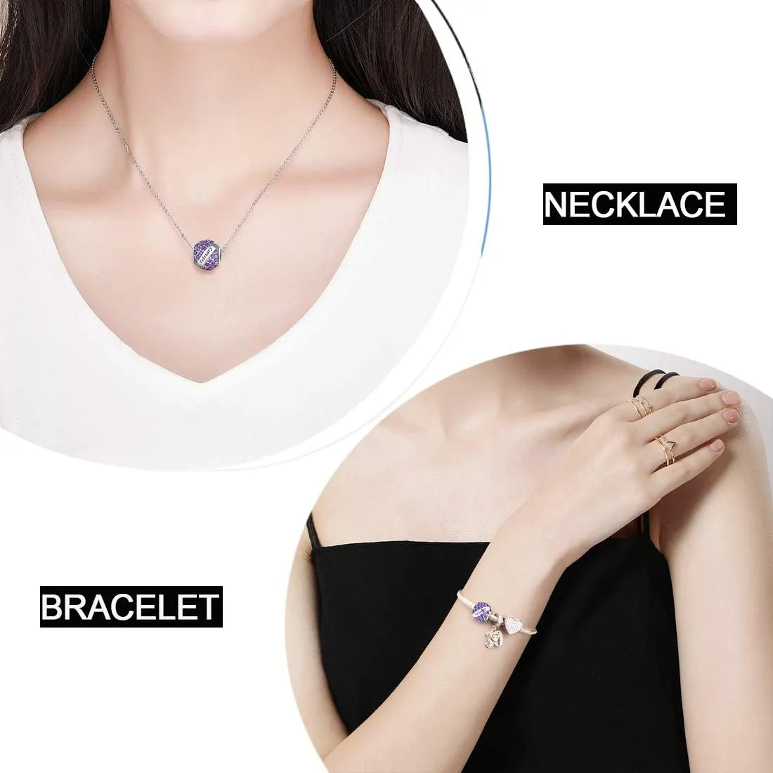 JIAYIQI 16 18 21 30 40 50 60 Birthday Charm Fit Charm Bracelets Necklace, 925 Sterling Silver Pendants Beads with 18K Gold Heart Shaped Pendant for Women