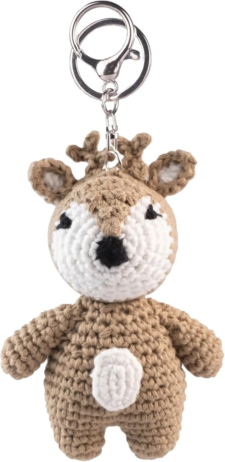 Joliecraft Jungle Animals Crochet Plush Keychain for Kids Cute Stuffed Key Chain Toy Bag Charm for Backpack, Purse, Handbag