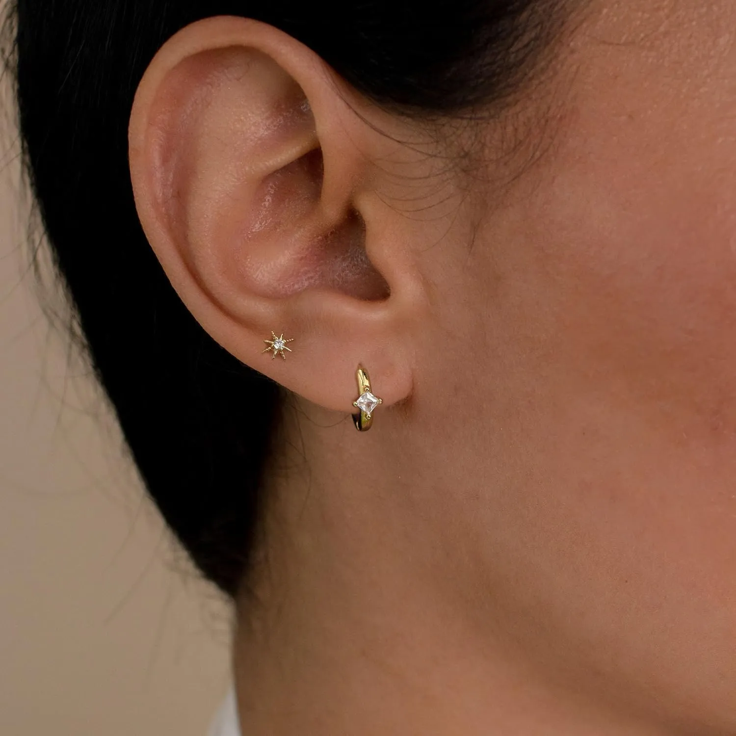JSJOY Stud Earrings 14k Gold Stud Earrings Gifts for Women Cubic Zirconia Earrrings Hypoallergenic Hoop Earrings Dainty Jewelry