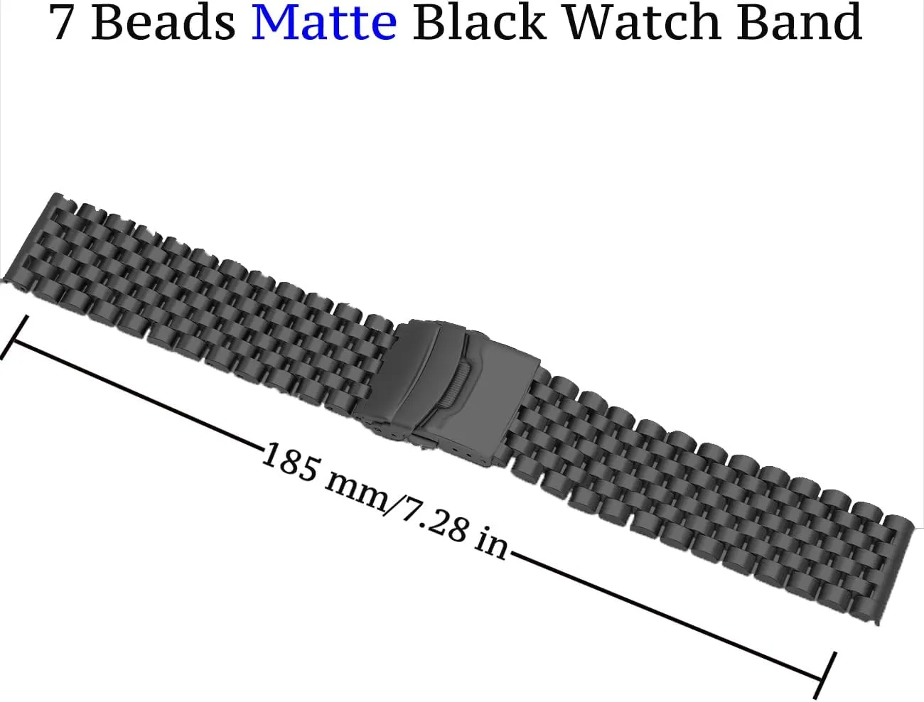 Juntan Stainless Steel Watch Band 20mm 22mm, 7 Half Beads Polished Brushed Watch Bands for Men Women, Metal Quick Release Watch Strap Watch Bracelet with Deployment Double Folding Buckle