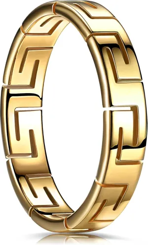 King Ring 4mm Greek Rings  Viking Stainless Steel Bands for Men & Women  Designed in USA
