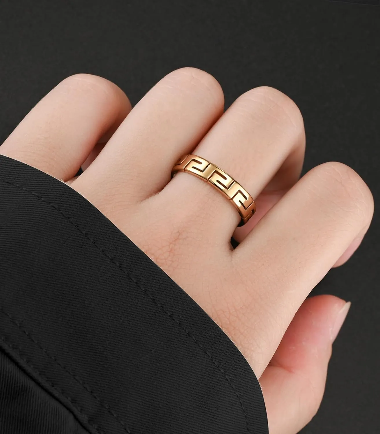 King Ring 4mm Greek Rings  Viking Stainless Steel Bands for Men & Women  Designed in USA
