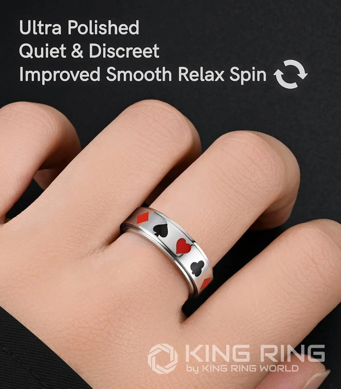 King Ring 6mm Spinner Ring  Ultra Comfort Rings for Men & Women K49  Designed in USA