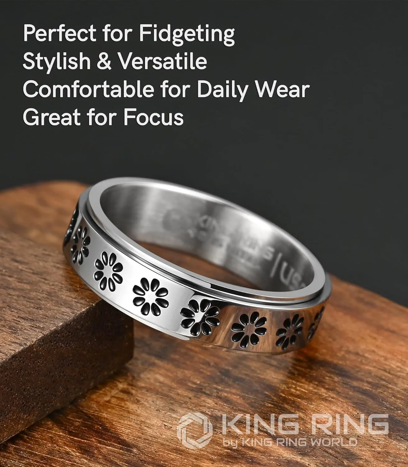 King Ring 6mm Spinner Ring  Ultra Comfort Rings for Men & Women K49  Designed in USA