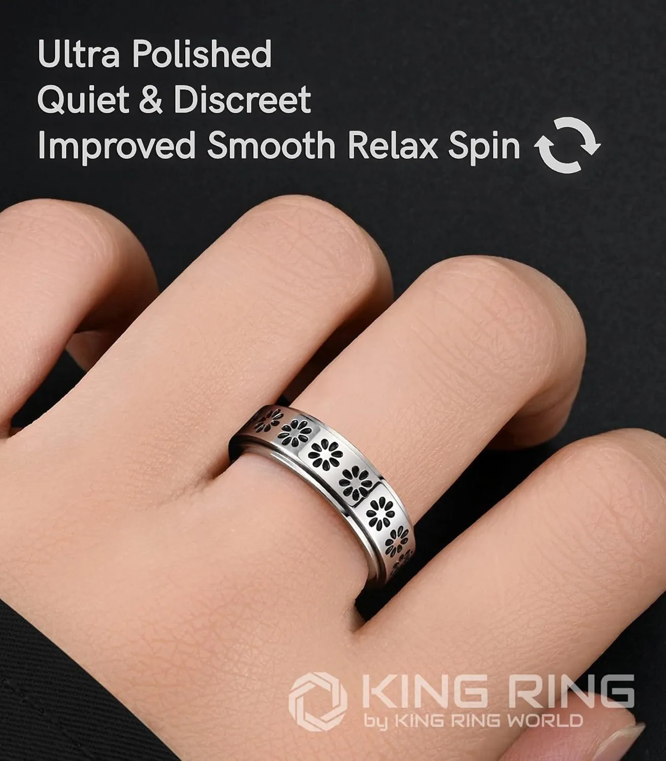 King Ring 6mm Spinner Ring  Ultra Comfort Rings for Men & Women K49  Designed in USA