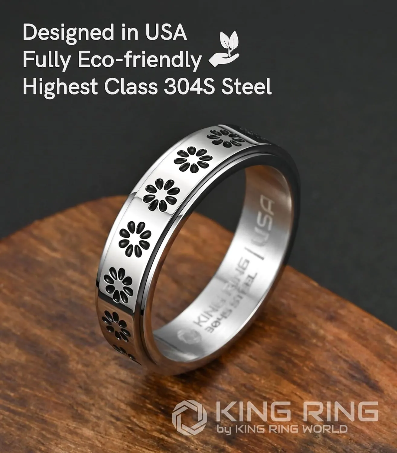 King Ring 6mm Spinner Ring  Ultra Comfort Rings for Men & Women K49  Designed in USA