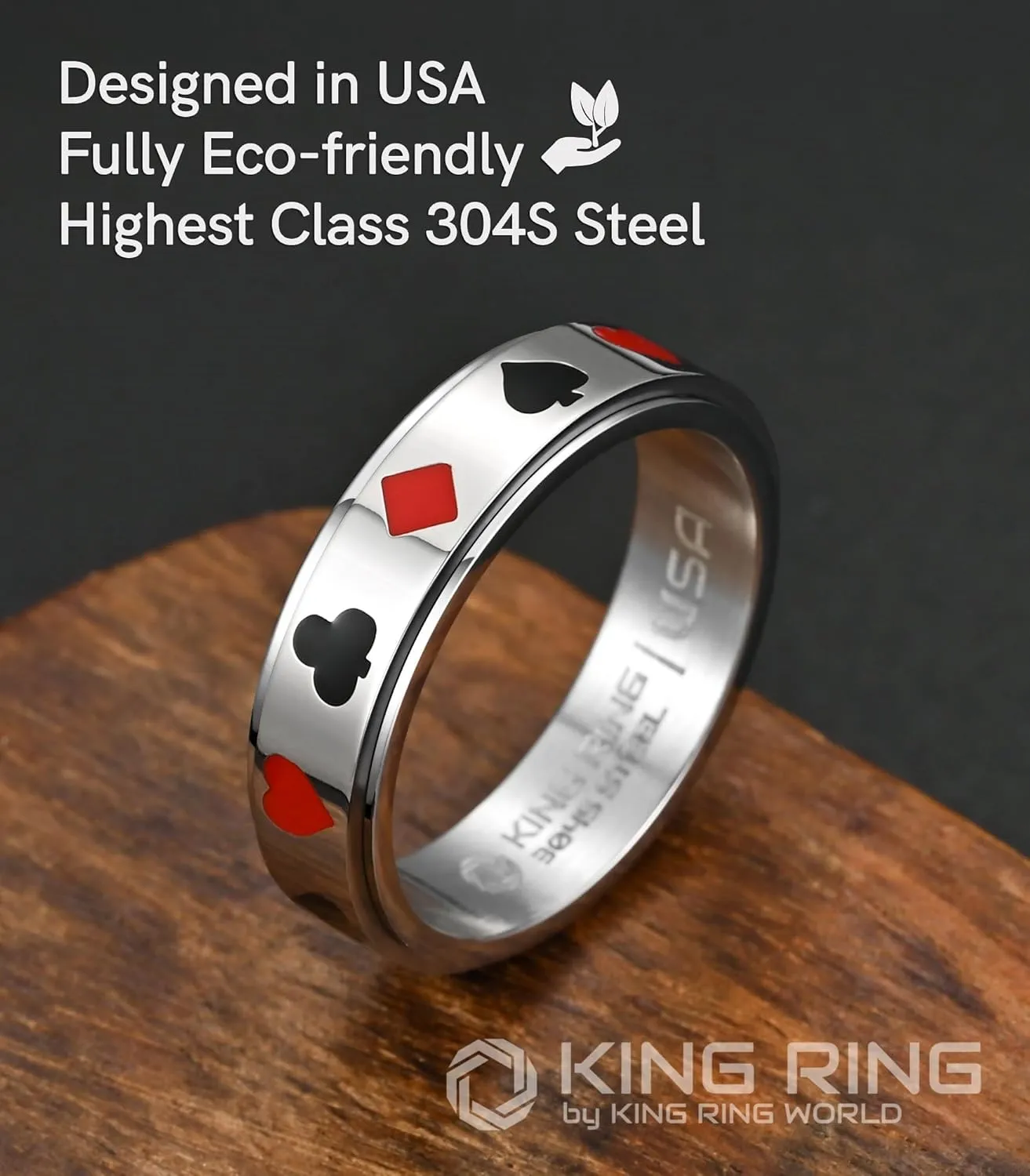 King Ring 6mm Spinner Ring  Ultra Comfort Rings for Men & Women K49  Designed in USA