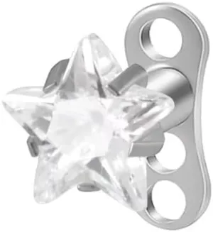 Kokoma 16G CZ Crystal Heart Dermal Anchor Tops and Base G23 Titanium Microdermal Dermal Piercings Surface Skin Piercing Studs Punk Body Jewelry
