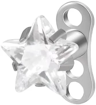 Kokoma 16G CZ Crystal Heart Dermal Anchor Tops and Base G23 Titanium Microdermal Dermal Piercings Surface Skin Piercing Studs Punk Body Jewelry