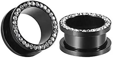 KUNIU 12PCS CZ Gems Ear Tunnels Plugs Gauges Seashell Floral Screws Stretcher Expander Set Piercing Jewelry 2g-3/4